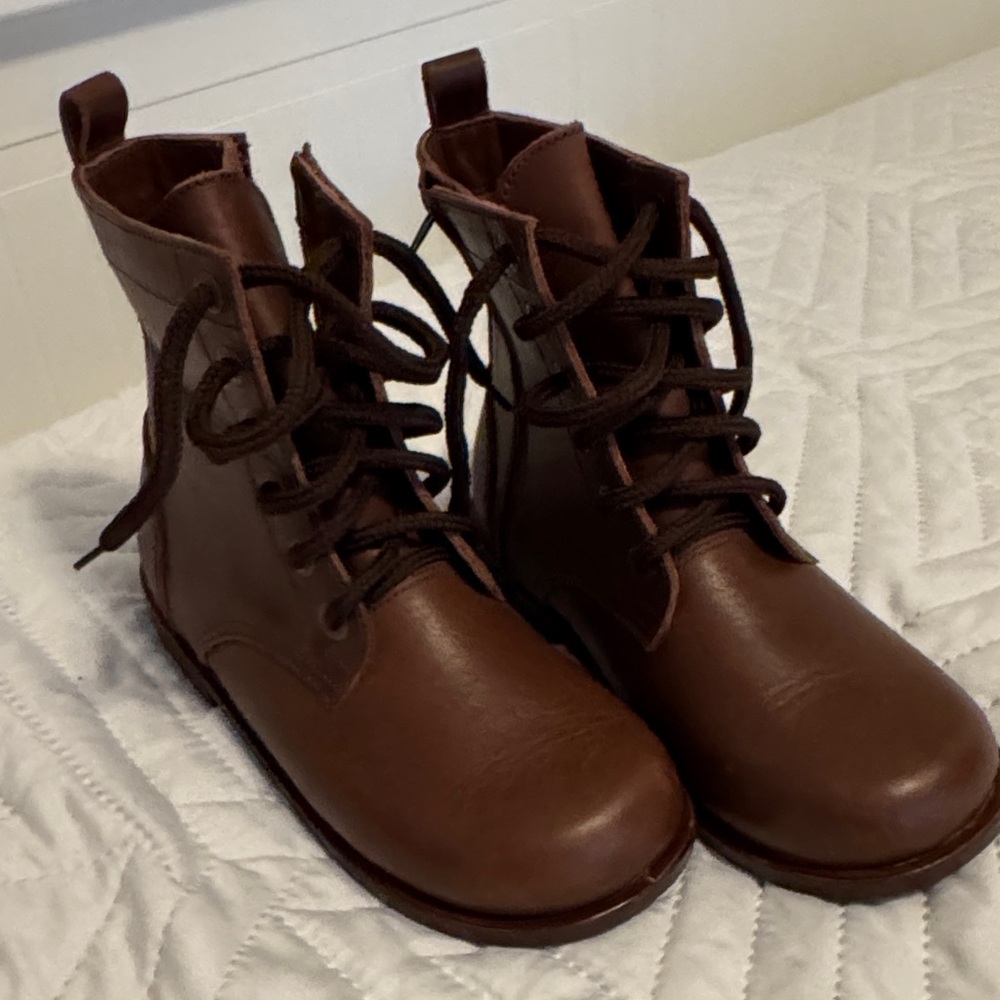 Classic Brown Kids Lace-Up Boots - Picture 2 of 6